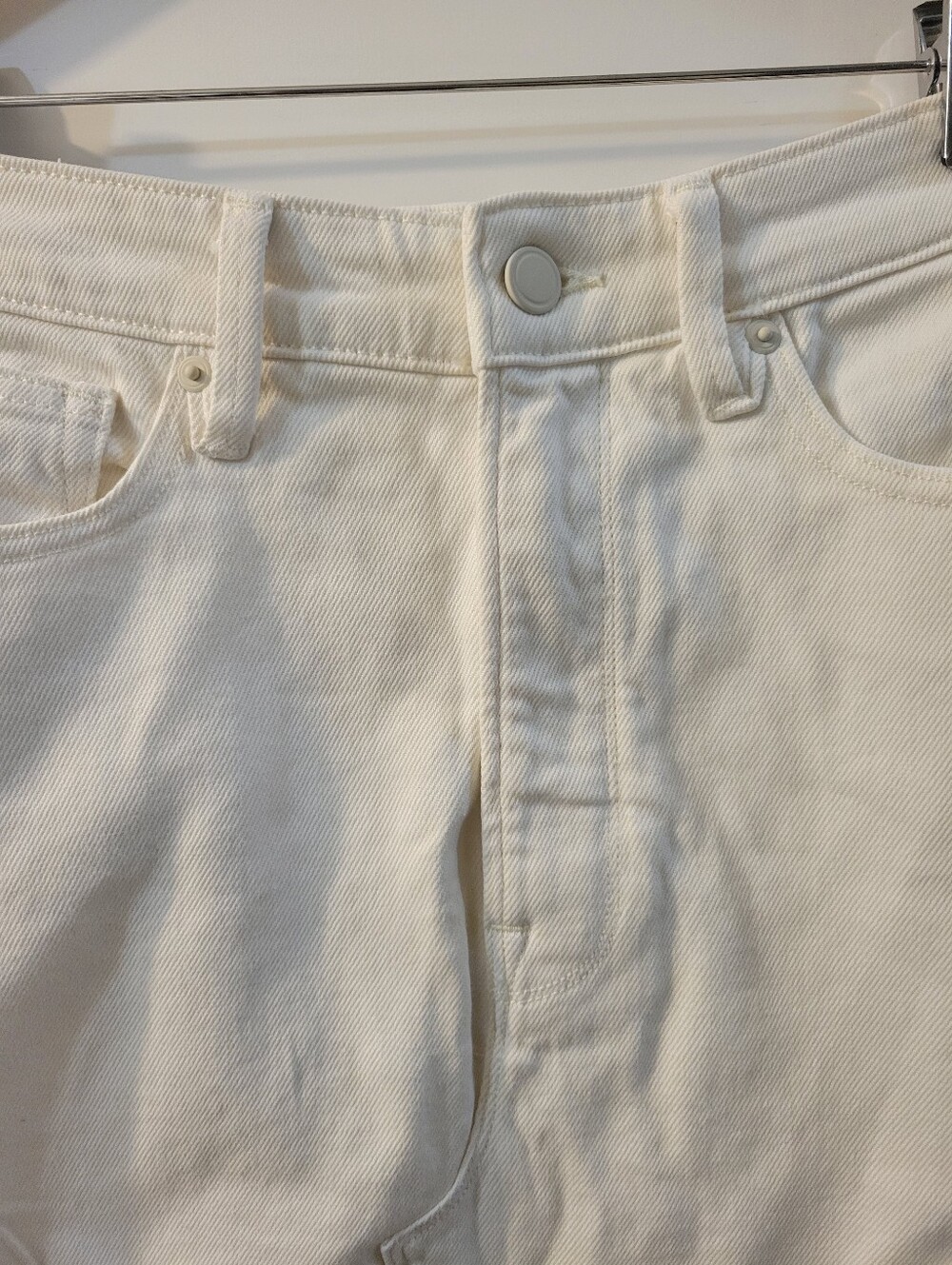 Good American White/ Ivory Denim Midi Skirt Front Slit - Picture 5 of 9